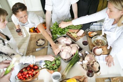 People during cooking classes