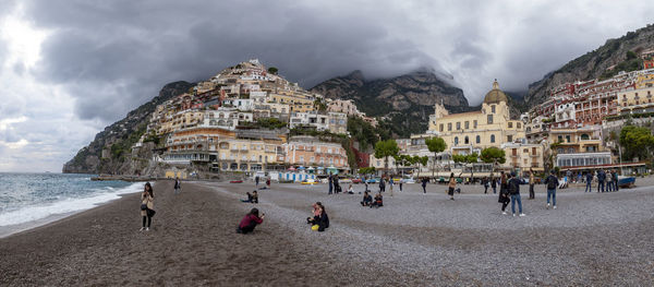 Panoramic view of people on beach