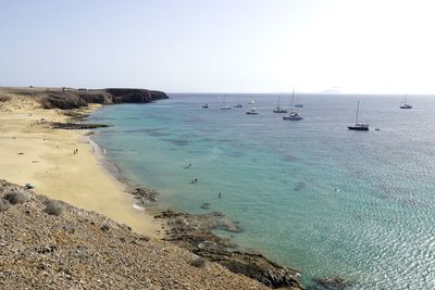 Scenic view of sea against clear sky