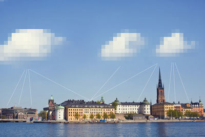Pixelated clouds above stockholm old town, sweden
