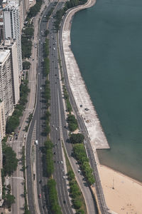 High angle view of highway amidst street in city