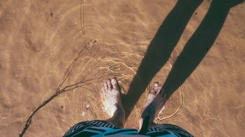 Low section of woman standing on beach