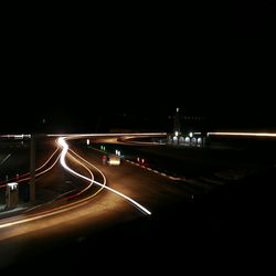 Light trails on road at night