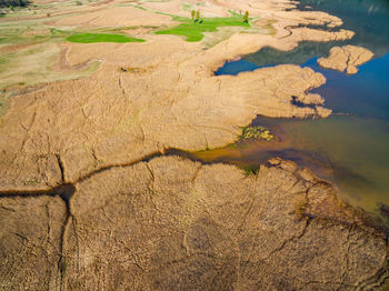 High angle view of cracked land