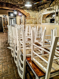 Empty chairs in a building