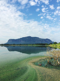 Scenic view of lake against sky