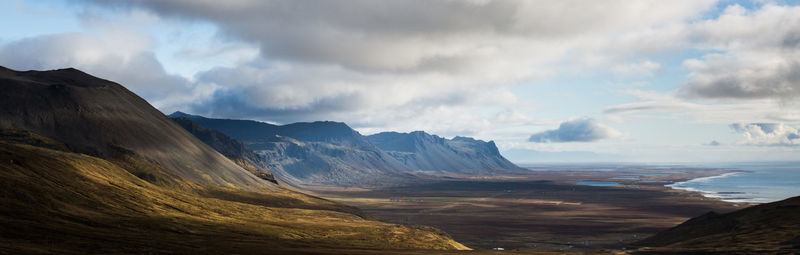 Panoramic view of mountains against sky