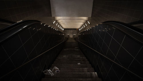 High angle view of empty subway