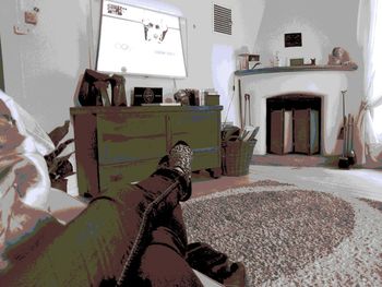 Close-up of electric lamp at home