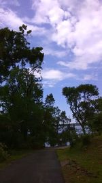 Road amidst trees against sky