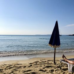 Scenic view of beach against clear sky