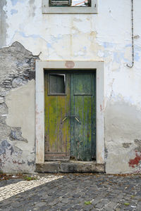 Closed door of old building