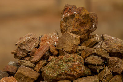 Close-up of stack of rocks