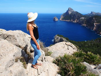 Fashionable woman looking at view in spain