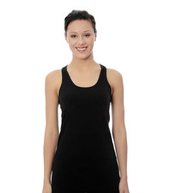 Portrait of a smiling young woman against white background