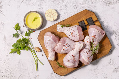 High angle view of food on table