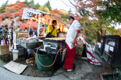 Rear view of man on tree