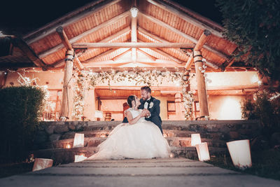 The husband with his wife celebrate the moment, newlyweds