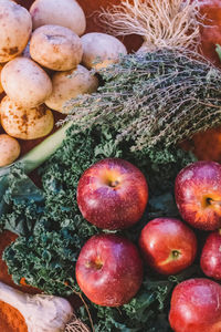 Close-up of fruits and vegetables on table