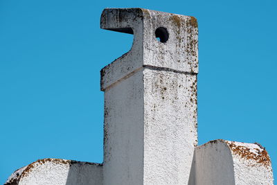 Low angle view of historical building against clear blue sky