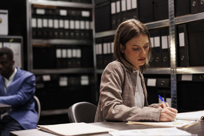 Businesswoman working at office