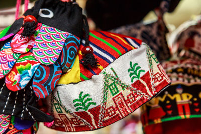 Close-up of textile for sale in market