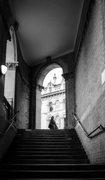 Low angle view of steps leading towards building