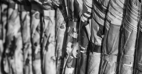 Full frame shot of clothes hanging at market stall