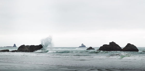 Scenic view of sea against clear sky