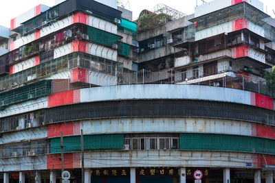 Low angle view of modern buildings against clear sky