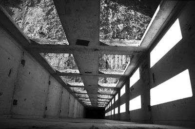 Low angle view of bridge in abandoned building