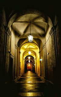 View of empty corridor along walls