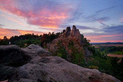 Scenic view of landscape against sky during sunset