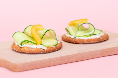 Close-up of food on cutting board