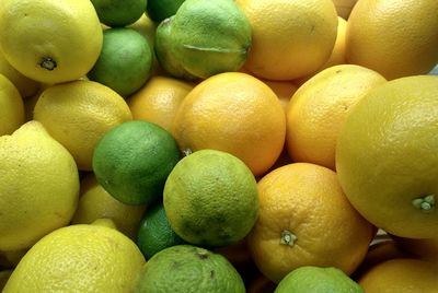 Full frame shot of lemons in market