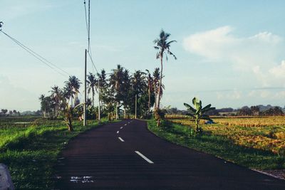 Road amidst field against sky