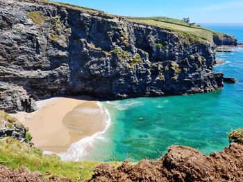 Scenic view of rocks on beach