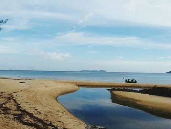 Scenic view of sea against cloudy sky