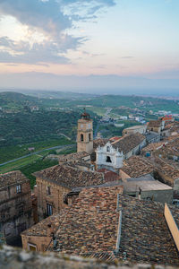 High angle view of townscape against sky