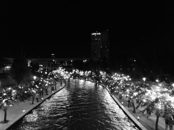 Panoramic view of illuminated city at night