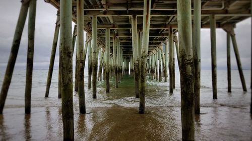 Wooden pier on sea