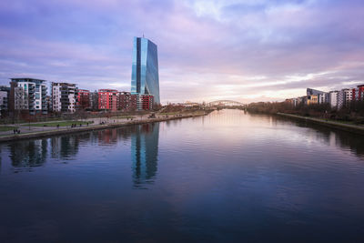 Reflection of buildings in water