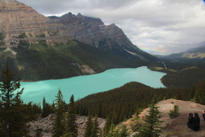 Scenic view of landscape and mountains against sky