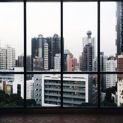 City skyline at dusk