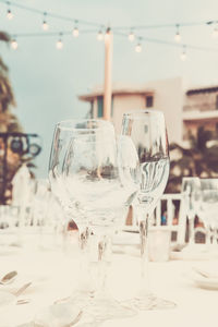 Close-up of wineglass on table