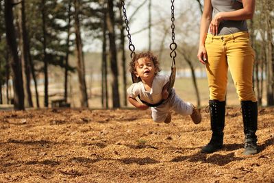 Happy boy on swing