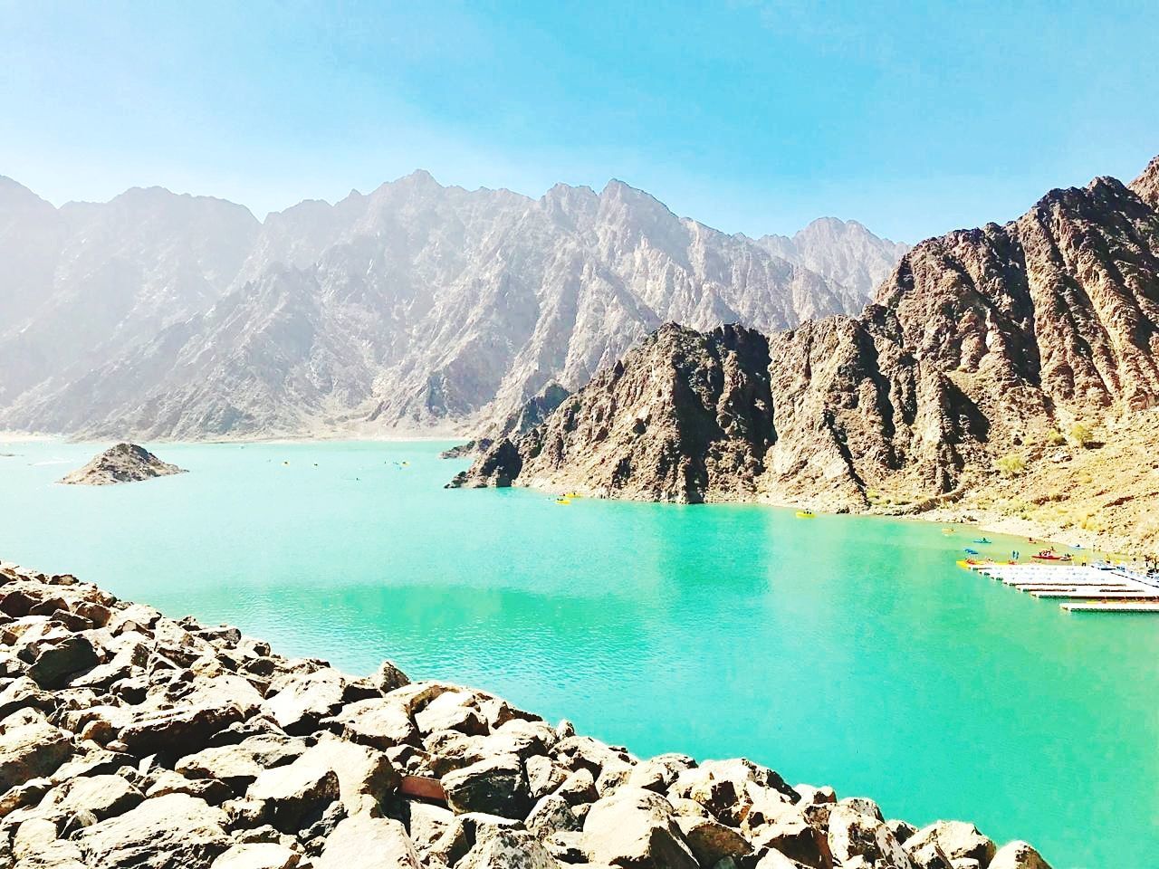 SCENIC VIEW OF LAKE AGAINST BLUE SKY