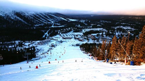 Scenic view of snow covered mountain