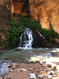 Scenic view of waterfall