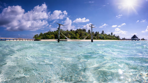 Scenic view of swimming pool against sky